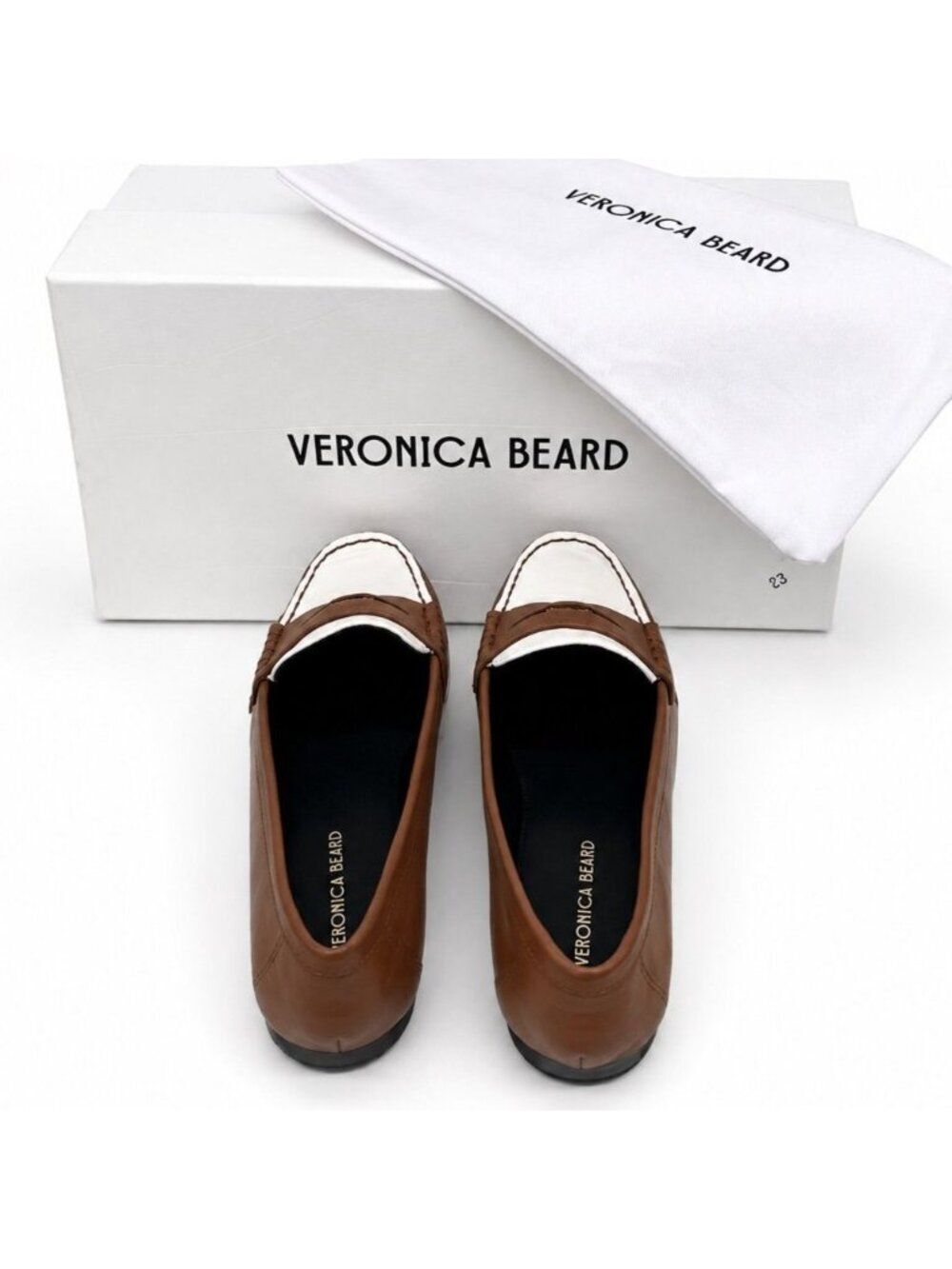 Veronica Beard $350 Penny-2 Two Tone Caramel Lily Leather Loafers Womens Size 7 - Picture 7 of 7